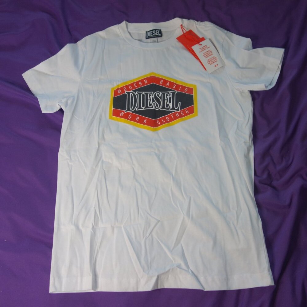 Diesel Modern Classic Work Clothes T-DIEGOR-E14 White COL100 Size Small T-Shirt